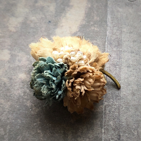 【vintageflower brooch 】—blue 2枚目の画像