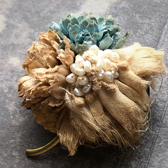 【vintageflower brooch 】—blue 3枚目の画像