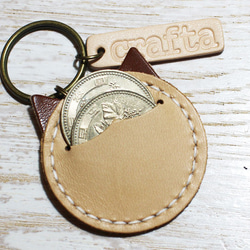 你可以獲得金幣！皮革鑰匙鏈“硬幣貓”皮革 11 色 第4張的照片