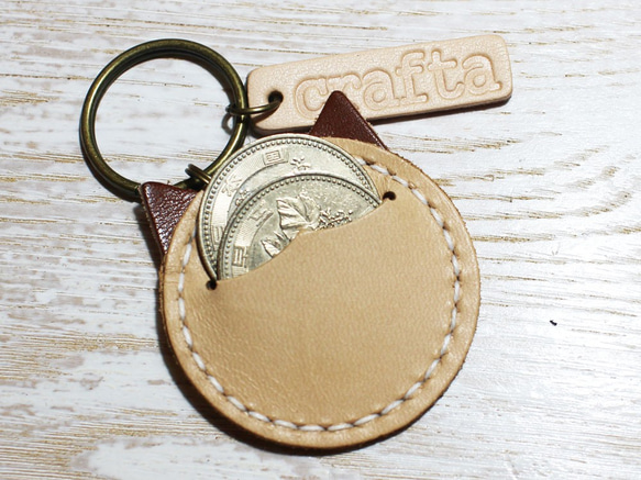 你可以獲得金幣！皮革鑰匙鏈“硬幣貓”皮革 11 色 第4張的照片