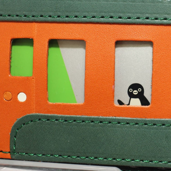 火車票套橙色/綠色皮革 第2張的照片