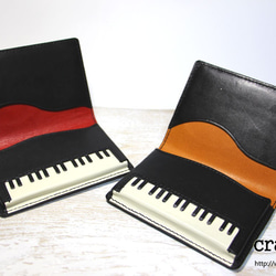ピアノカードケース（名刺入れ）黒・キャメル　ヌメ革　レザー 6枚目の画像