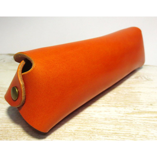 一枚革のメガネケース「めがねステッチ」オレンジ レザー メガネケース