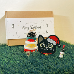 こんにちはこんにちは＠クリスマス黒猫オリジナルデザイン刺繍ステッカークリスマスステッカー猫猫ステッカー荷物ステッカー携帯電話ケー 2枚目の画像