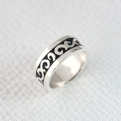 阿拉伯式花紋螺旋銀戒指（定做） 第3張的照片