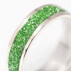 銀戒指閃粉/綠色【訂購生產】 第2張的照片
