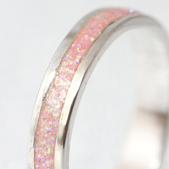 銀戒指閃亮粉色·粉紅色【訂購生產】 第2張的照片