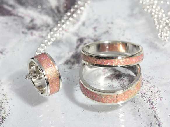 銀戒指閃亮粉色·粉紅色【訂購生產】 第4張的照片