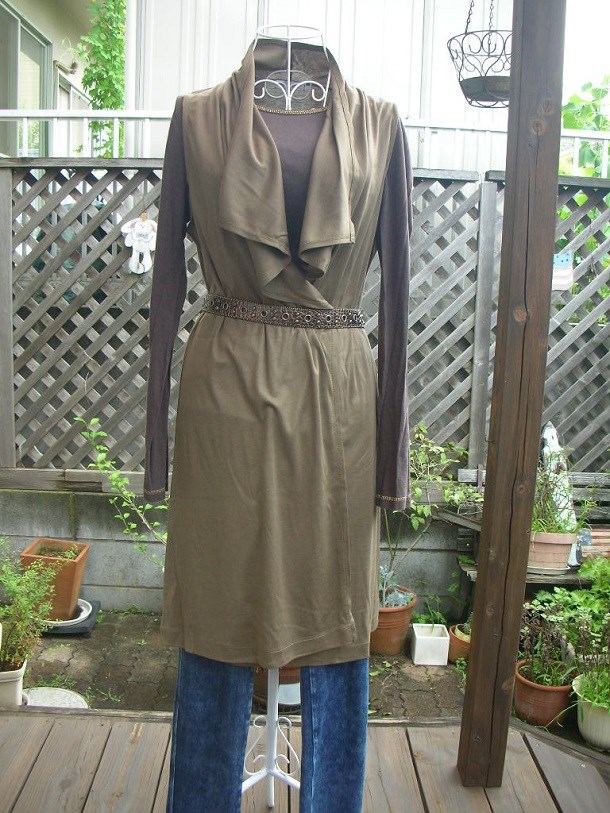 ＊オリーブカラーのロングジレ＊no.461