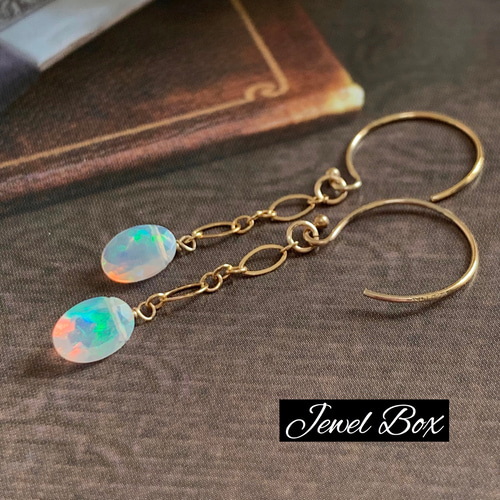 14kgfチャーム＊宝石質プレシャスオパール＊ピアス・イヤリング可  