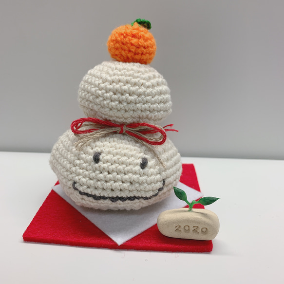 【確認用】ハンドメイド 編み物    お正月お供え餅 インテリアモチーフ