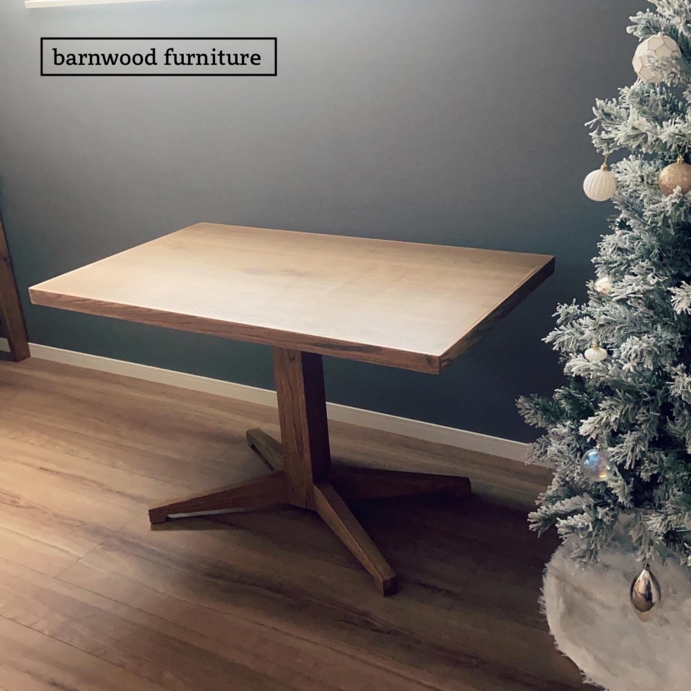 オーク材 ビンテージ風 X脚テーブル ダイニングテーブル バーンウッド