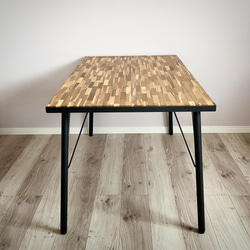 ダイニングテーブル　ウッドタイル＆アイアン（ 天板柄  ４種類 選択可） 3枚目の画像