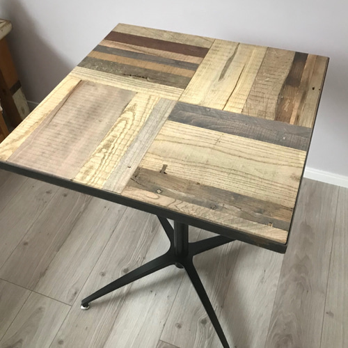 木製パッチワークテーブル オークパッチワークサークルテーブル（Φ120 / 素材違いあり）｜A1Leg