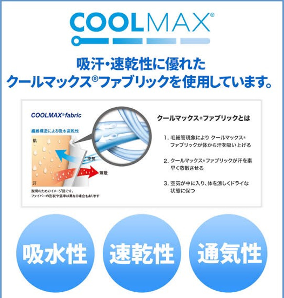 人気No.1お得な2枚セット！二重マスク最適　高機能性クールマックス生地使用！蒸れずに速乾快適！お子様やスポーツにも最適 7枚目の画像