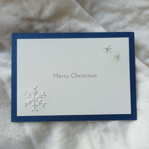 紙刺繍カード 雪の結晶 クリスマスカード メッセージカード hyacca
