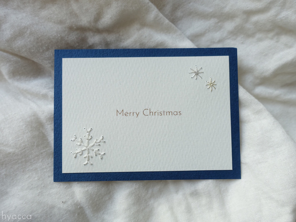 紙刺繍カード 雪の結晶 クリスマスカード メッセージカード hyacca