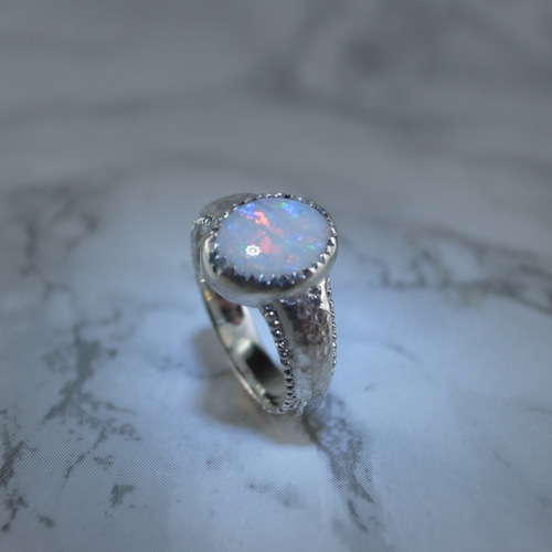 天然オパールリング 925 スターリングシルバー 指輪・リング