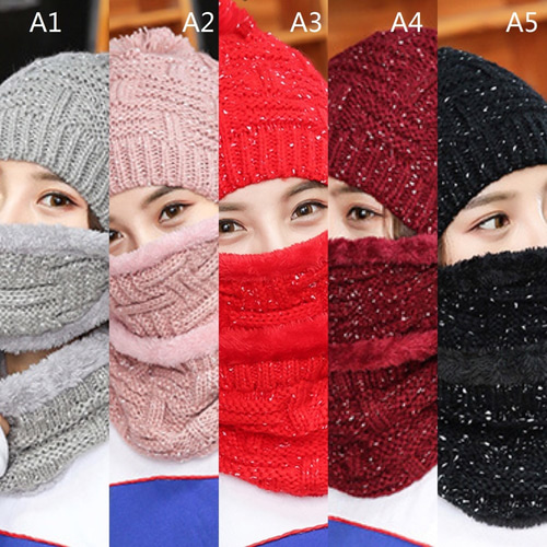 3点セット 帽子 マフラー マスク ニット レディース ボリューム