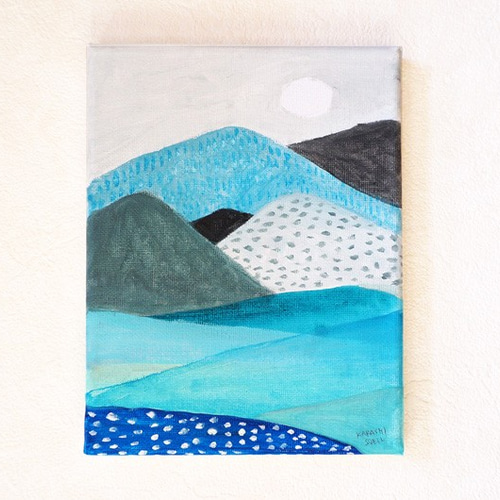 絵画　インテリア　アート　原画　かわいい　現代　ポップ　キャラ　青　シンプル　絵 絵画 インテリア アート 原画 かわいい 現代 ポップ キャラ 青