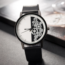ユニセックス ギアダイヤル腕時計 ブラック<q-004> 5枚目の画像