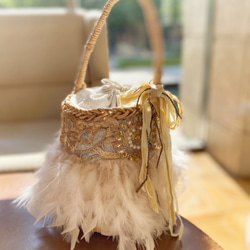 grege feather bag（ベージュ） 2枚目の画像