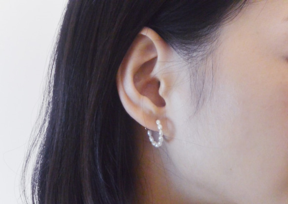 珍珠白-米粒珍珠14kgf注金包金耳針透明耳夾 第4張的照片