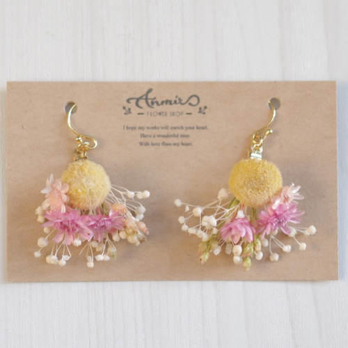 かすみそうと小花のピアス＊*ドライフラワー ピアス（フック・チェーン