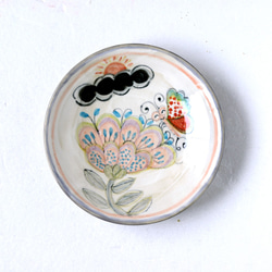 水彩画調/花と蝶絵の六寸皿Ⅰ 1枚目の画像