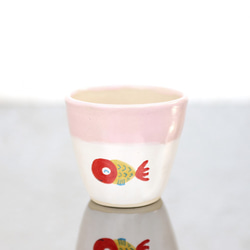 赤い金魚絵のフリーカップ（ピンク） 3枚目の画像
