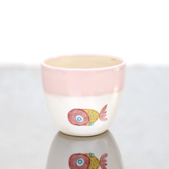 パープルの金魚絵のフリーカップ（ピンク） 4枚目の画像
