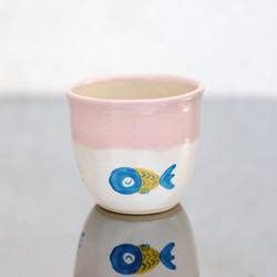 青い金魚絵のフリーカップ（ピンク） 4枚目の画像