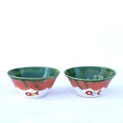 織部釉と赤い金魚絵のbowl（ピンク） 5枚目の画像