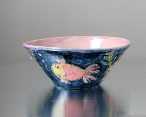 金魚の絵柄 陶器製茶碗 金魚の絵柄 陶器製茶碗