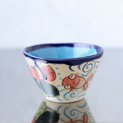 手形碗，金魚和荷花畫（淡藍色） 第4張的照片