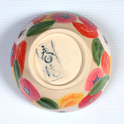 椿紋様の釉下色絵鉢 5枚目の画像