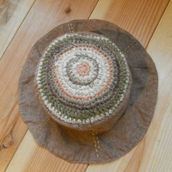 チューリップハット☆kids　草木染めの編み編み☆ナチュラルヒッピー帽子 春のおでかけに！　 2枚目の画像