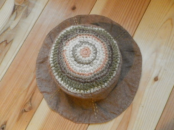 チューリップハット☆kids　草木染めの編み編み☆ナチュラルヒッピー帽子 春のおでかけに！　 2枚目の画像