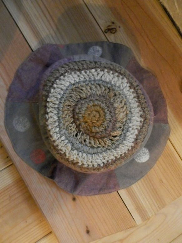 SOLD  OUT‼️     チューリップハット☆kids　草木染めの編み編み☆ナチュラルヒッピー帽子　 3枚目の画像