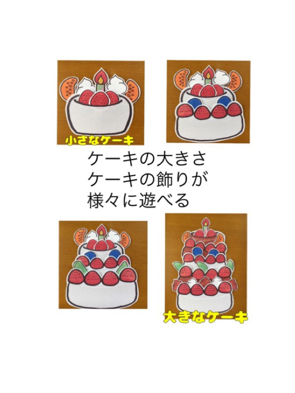 誕生日 パネルシアター【くれよんさんからプレゼント】ケーキ 果物 保育教材 4枚目の画像