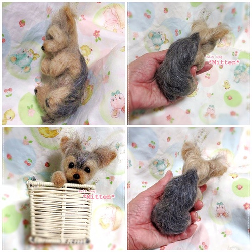 ヨーキーちゃん✩参考用✩羊毛フェルト ヨーキーちゃん完成です✨ ツルツルとした艶のある毛を使って