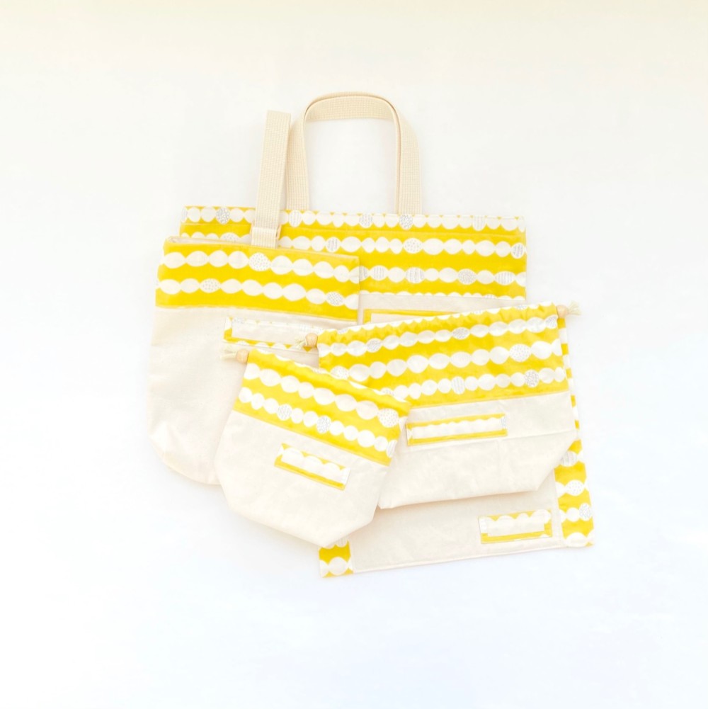 北欧　入園入学セット（もくもく柄；黄色）