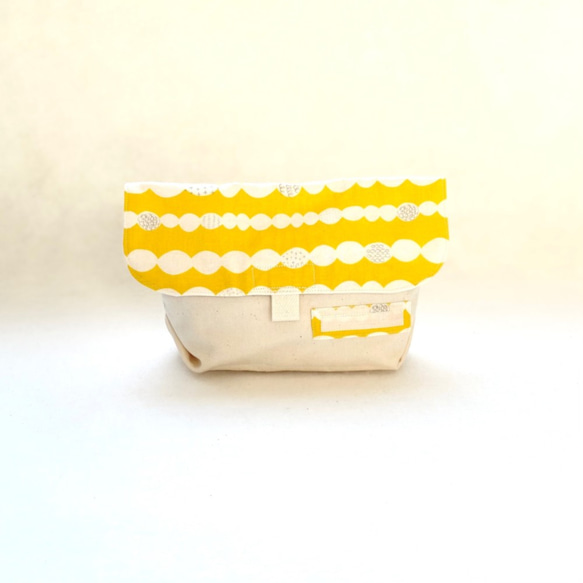 入園、入学に　北欧　横入れお弁当袋セット（もくもく柄；黄色） 2枚目の画像