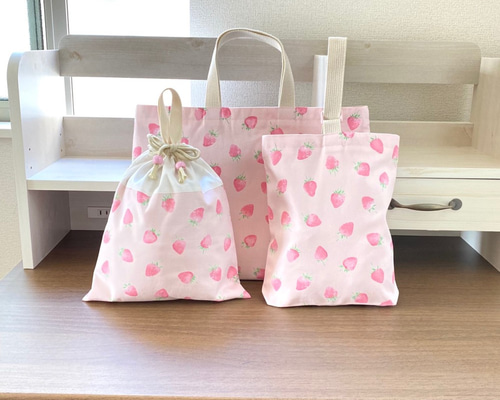 入園入学3点セット 【いちごベージュヌビ×くすみピンク】　女の子 入園入学3点セット 【いちごベージュヌビ×くすみピンク】 女の子