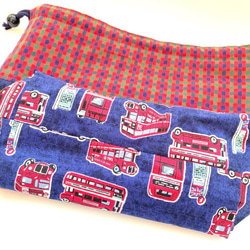 男の子におすすめ！　ロンドンバスのお弁当袋とランチョンマットのセット（赤） 2枚目の画像