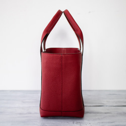 上質本革 トートバッグ シュリンクレザー マチが広い大容量【レッド】 2枚目の画像