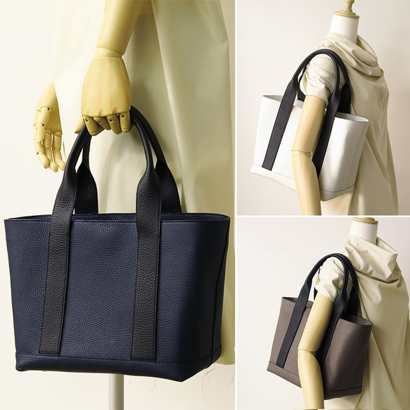 上質本革 トートバッグ シュリンクレザー マチが広い大容量【レッド】 5枚目の画像