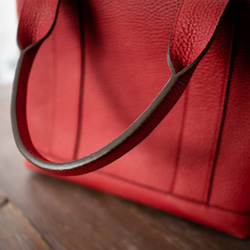 上質本革 トートバッグ シュリンクレザー マチが広い大容量【ブラック】 4枚目の画像