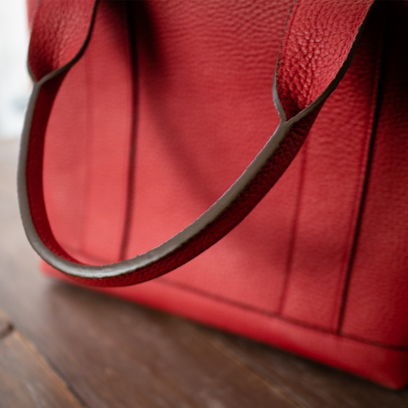 上質本革 トートバッグ シュリンクレザー マチが広い大容量【ブラック】 4枚目の画像