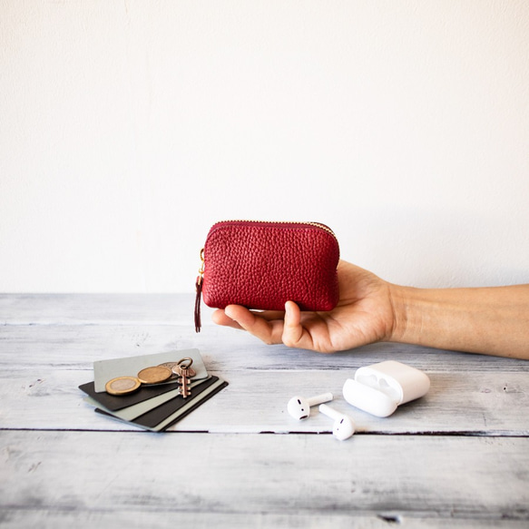 小】本革 ミニポーチ 小物入れ 財布 カードケース コインケース 充電器